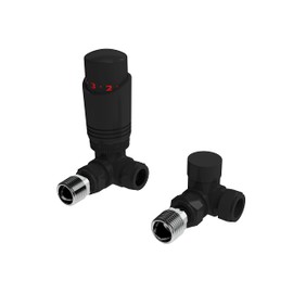 LavaTap Black Thermostatic Radiator Valve Angled Corner or Straight Matt Black Radiator TRV Thermostat Valves (Corner) (BK-TRV301A)