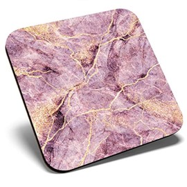 Great Single Coaster Square - Marble Art Pink Purple Rock Effect |Glossy Quality Coasters | Tabletop Protection for Any Table Type #21155