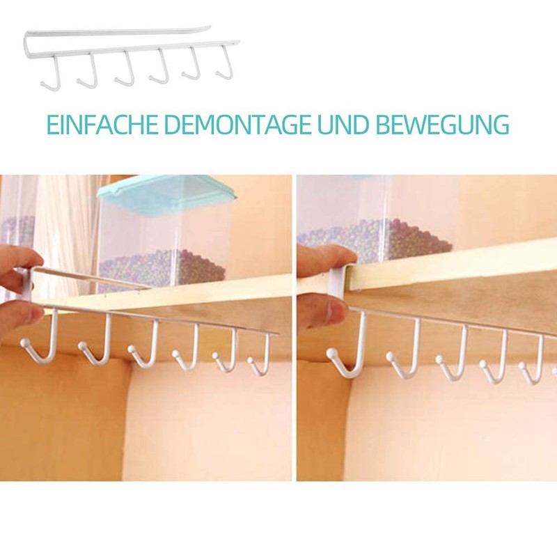 THETAG Cup Holder, Cupboard Insert Under Cabinet Hanging Rack Cupboard