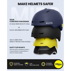 OutdoorMaster MIPS Ski Helmet, Snowboard Helmet for Men, Women & Youth, Snow Helmet with 8 Adjustable Vents, PC Shell & EPS Foam Snowboarding Helmet Dial Fit Snow Sport Helmet, Certified Skiing Helmet