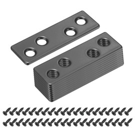 sourcing map 10 Set Mending Plate Metal Flat Bracket Straight Brace Fixing Joining Plate for Wood with Screws, Black, 2.32"x0.75"
