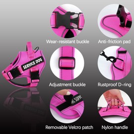 voopet Service Dog Harness, Emotional Support Pet Vest Harness, Reflective Breathable and Adjustable No-Pull ESA Dog Harness for Small Medium Large Dogs (with 4 PCS Removeable Tags)