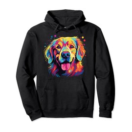 Watercolor Colorful Golden Retriever Dog Pullover Hoodie