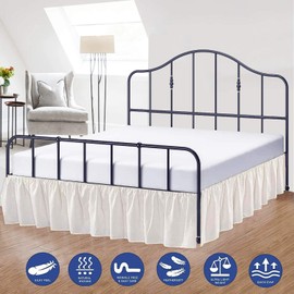 Ruffled Bed Skirt with Split Corners Three Side Coverage-Queen Size Dust Ruffles Bed Skirts 12 Inch Drop Expertise Tailored Fit Wrinkle Free Bed Skirt Dust Ruffle (Queen 12 Drop-Cream)