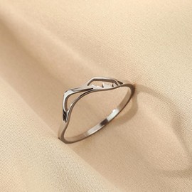 LUTAKU Minimalist Mountain Finger Rings for Women Girls, Stainless Steel Dainty Plants Lover Ring Mountain Jewelry Gift (silver)