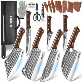 MDHAND 14Pcs Chef Knife Set with Bag Hand Forged High Carbon Steel Knife Set Ideal Gift