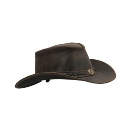 WALKER AND HAWKES - Outdoor Cowhide Leather Hat - Vintage Look, dark brown