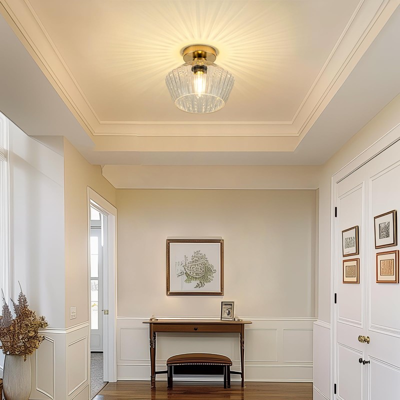 Witlighting Gold Flush Mount Ceiling Light with Brass Frame &