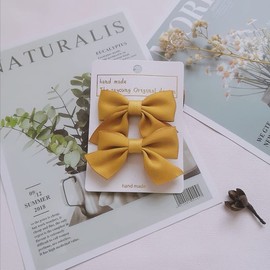 Hair Bow Barrettes for Girls Alligator Clips on Bows for Girls Butterfly Hair Clip for Little Girl Children Bows Hair Pins No Slip Barrettes Yellow Hair Clip