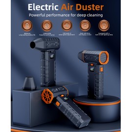 Compressed Air Duster - 100 - Gear Adjustable 130,000 RPM Rechargeable Cordless Electric Air Duster with Display Screen, Mini Dust Blower for Computer, Keyboard, Home, Car Cleaning (Black)