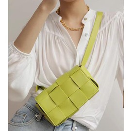 Mini Woven Lether Purse Crossbody, Waist Pack Bag with Adjustable Belt, Fanny Packs Purse, Shoulder Handbags (Rose red)