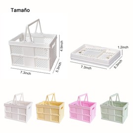 Paquete de 4 mini cestas de plástico para organizar,cesta de almacenamiento plegable, organizar y almacenamiento,cesta de almacenamiento apilable pequeña con asa,para aula, hogar, dormitorio (4 PCS)