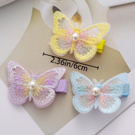 10 PCS Butterfly Hair Clips Colorful Cute Hair Clip Lace Embroidery Hair Clips Pink Butterfly Wedding Hair Clip Duck Beak Clip Non-Slip Girls Hair Accessories for Women Girls