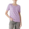 Cable Stitch Women's Ripple Stitch Short Sleeve Sweater - Crewneck