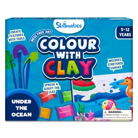 Skillmatics Art & Craft Kit - Colour with Clay, No Mess Art, Create a Clay Canvas of Under The Ocean, Gifts for Boys & Girls Ages 5, 6, 7, 8, 9, 10, 11, 12