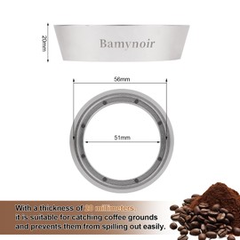 Bamynoir 51mm Magnetic dosing Funnel Compatible with delonghi 51mm protafilter,Espresso Coffee Dosing Ring - 20mm Anodized with 8 Neodymium(Silver)