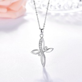 Dreamboat Infinity Necklace Cross Necklace for Women 925 Sterling Silver Celtic Cross Pendant Necklace Irish Cross Jewelry Gifts