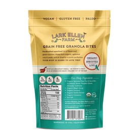 Lark Ellen Farm Vanilla Cinnamon Grain Free Granola Organic, Raw Sprouted Certified Organic Low Sugar Vegan Granola Clusters, Paleo Granola, Crunchy Gluten Free Granola Bites for Cereal or Yogurt 8 oz, 6 Pack
