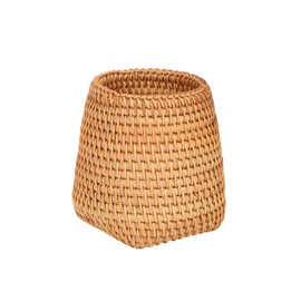 Hand Woven Rattan Pen Holder Cups Wicker Makeup Brush Storage Basket Kitchen Cookware Organizer Caddy Home Table Decoration