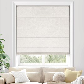 UNISHADES 100% Blackout Cordless Roman Shades for Indoor Windows & French Doors, for Window Size34.5 W x 48" H Blackout - Beige