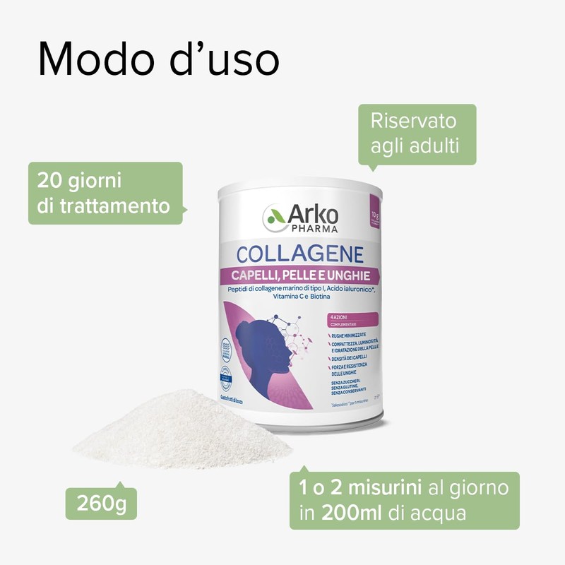 Arkopharma Collagene Capelli, Pelle e Unghie - Integratore Alimentare in