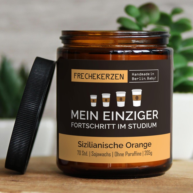 Lustige Duftkerze mit Studenten Spruch | Handgemacht aus Sojawachs |