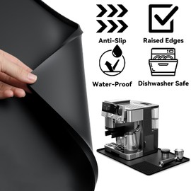Silicone Coffee Mat with Convex Edge, 24''x16'' Coffee Bar Accessories for Ninja Luxe Cafe Accessories