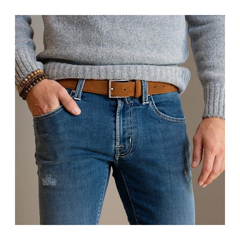 Riemen & Co Bobby Men's Belt Suede Width 3.5 cm,