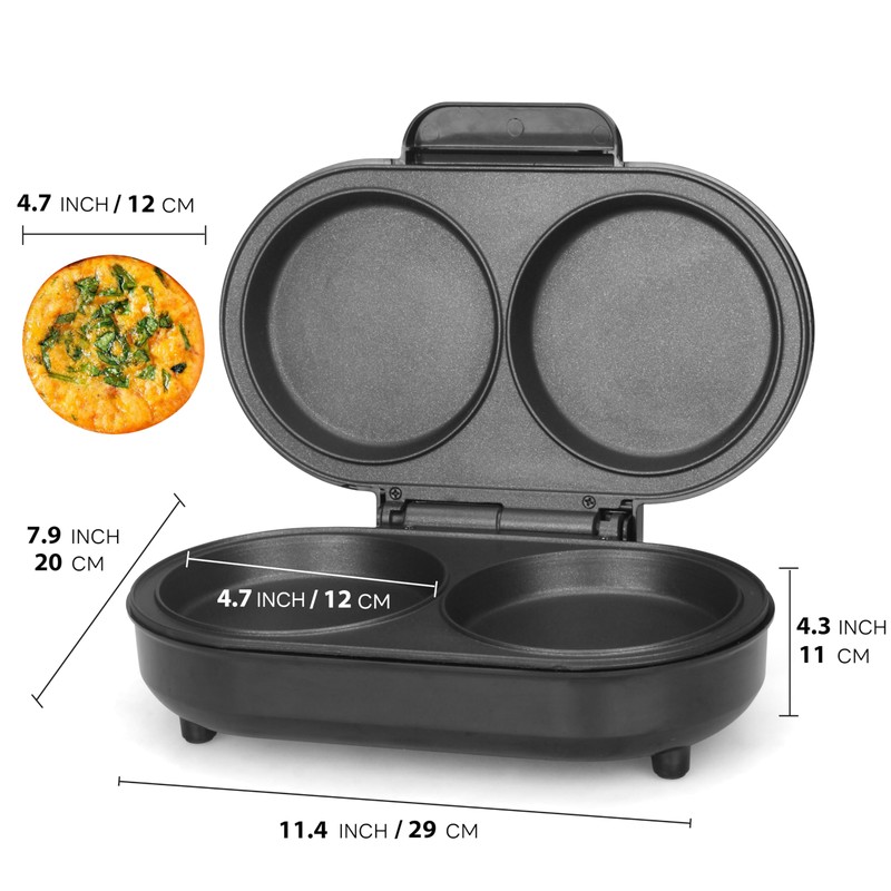 FineMade Omelette Maker Electric, Omelette Pan Nonstick, Dual Omelette Makers