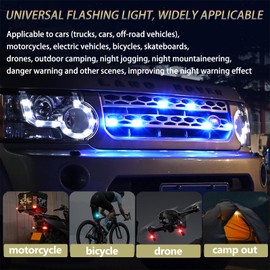 6PCS Wireless LED Strobe Lights with Remote Control, Upgraded to 350 mAh USB Rechargeable 8-Color High Brightness Waterproof Anti-Collision Warning Lights for Car, Motorcycle, Drone, Truck, Bike