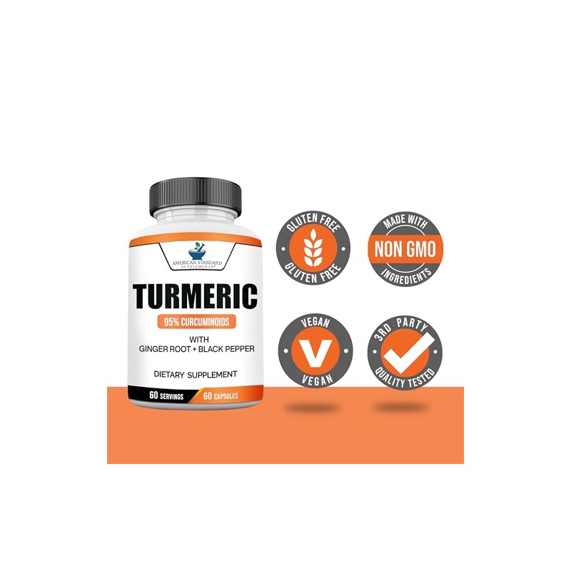 American Standard Supplements Turmeric Extract - Curcumin 95% with Ginger
