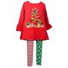 Bonnie Jean Holiday Christmas Tunic with Reindeer Applique Outfit Set