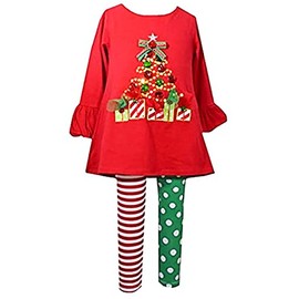 Bonnie Jean Holiday Christmas Tunic with Reindeer Applique Outfit Set (Multi, 6-9 MONTHS)