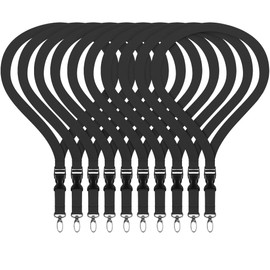 10 x Blank Lanyards Lanyard with Buckle No Pressure Neutral 20 mm Wide Buckle Safety Clasp Pack of 10 (Black)