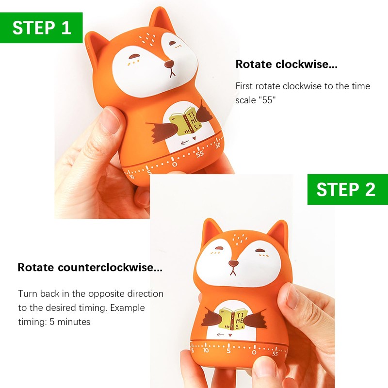 Mechanical Kitchen Timer, Cute Wind Up 60-Minute Manual Countdown for
