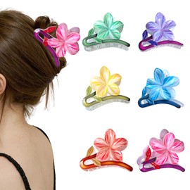 6 PCS Plumeria Flower Hair Claw Clips, Hawaiian Flower Clips for Women, Non-Slip Clip for Thick Hair/Medium/Thin Hair, Strong Hold Hair Accessoire for Women/Girls