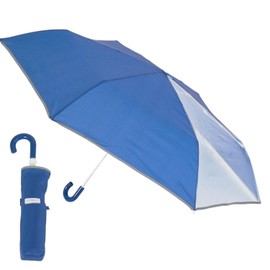 estaa 10357 Kids Folding Umbrella, With Clear Window, Windproof, Plain, UV 21.7 inches (55 cm), blue (navy blue)