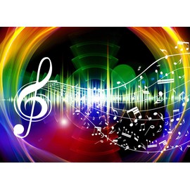 FHZON 7x5ft Rainbow Music Backdrop Music Notation Photography Background Theme Party Wallpaper Photo Booth Prop BJYYFH18
