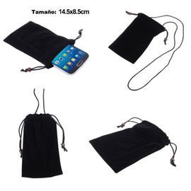 DFV mobile - Case Cover Soft Cloth Flannel Carry Bag with Chain and Loop Closure for Xolo Cube 5.0 - Black