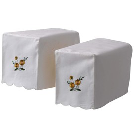 Classic Home Store Traditional Embroidered Flower Square Arm Caps Cotton Antimacassar Furniture Protector (Yellow)