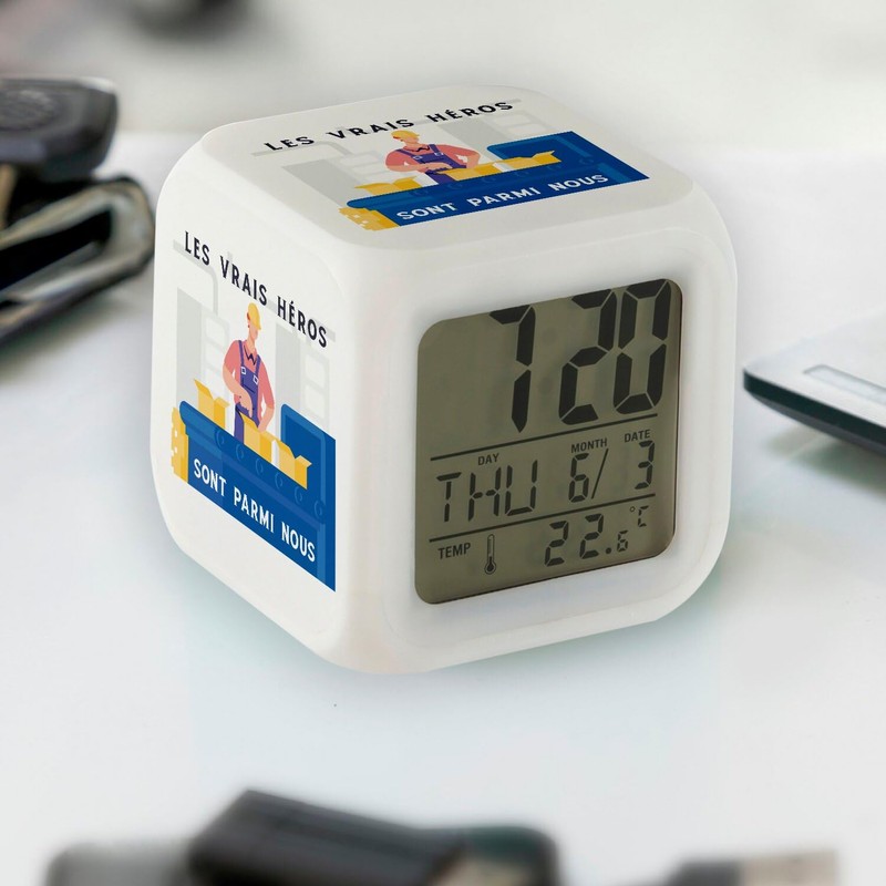 Fabulous White Cube Illuminated Alarm Clock - The Real Heroes