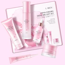 BeauBase Sakura Gesichtspflege Geschenkset Damen, Luxus Kirschblüten Hautpflege Feuchtigkeit Gesicht (A-5pcs)