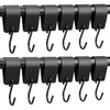 Pack of 12 S Hooks Black with Leather Loop, Clothes