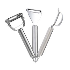 Peladores Verduras Naranjas Fruta Rayador Papas Tomates Rallador y rebanador Manual pelador Multifuncional de Acero Inoxidable para Pepino de Patata, diseño de Agujeros de excavación (Modelo #1)