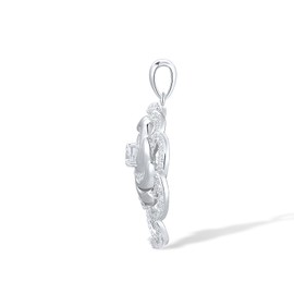 Santuzza 925 Sterling Silver Swirl Flower Pattern Pendant White Cubic Zirconia Swirl Pendant for Women