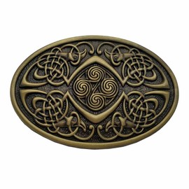 Xwest Celtic Knot Oval Belt Buckle, Zinc Alloy, Bronze, 1.5 inch, Finished, Snap, Adult