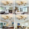 SZXYKEJI 6-Lights Glass Globe Chandelier Modern Flush Mount Ceiling Light