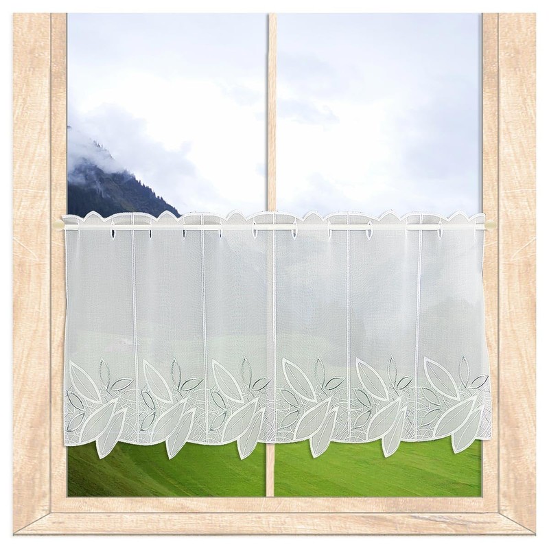 Darlen Modern Panel Curtain with Ornamental Embroidery from Plauen Lace