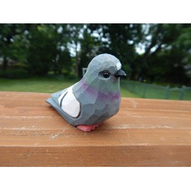 Hand-Carved Pigeon Figurine -Handmade Miniature Wood Statue Sculpture, Grey Dove Sculpture, Eco-Friendly Home Decor & Collectible Gift