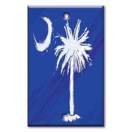 Art Plates - Decorative Printed OverSized - Jumbo Metal Switch Plate - Oversize Decorative Metal Wall Plate - 1 Gang Blank - Palmetto Moon - (Made in USA)